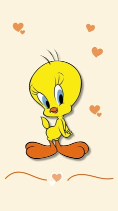 an image of a cartoon character with hearts in the background