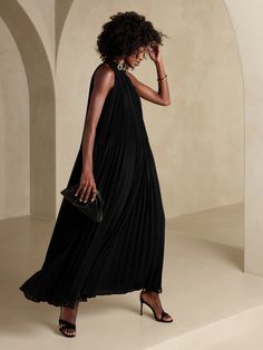 Radiant Maxi Dress | Banana Republic Casual Birthday Party Outfit Summer, Elevated Cocktail Dress, Evening Party Dress Fall, Holiday Party Formal Dress, Modest Dresses Summer, Summer Evening Maxi Dress With Accordion Pleats, Flowy Maxi Length Pleated Evening Dress, Party Maxi Dress With Pleated Hem, Enby Wedding