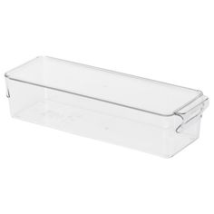 an empty plastic container on a white background