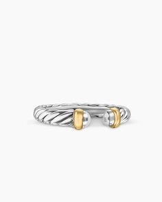 David Yurman | Petite Cable Ring in Sterling Silver with 14K Yellow Gold, 3.4mm Silver And Gold Ring Stack, David Yurman Ring Women, David Yurman Jewelry Rings, David Yurman Crossover Ring, David Yurman Rings, David Yurman Cable Ring, Cable Ring, Oura Ring, Nice Rings