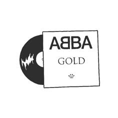 a black and white drawing of an abra gold record