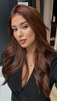 copper brown hair color ideas Rich Copper Brown Hair, Hair Colour Red Brown, Dark Red Chocolate Hair, Copper Brown Hair On Brown Skin, Chestnut Auburn Hair Color, Chestnut Red Brown Hair, Auburn Dark Hair, Red Chestnut Hair Color, Chestnut Hair Colour