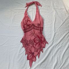 Asymmetrical Halter Top, Earthy Tops, Beaded Top Outfit, Asymmetrical Top Outfit, Pink Two Piece Outfit, Halter Top Outfit, Assymetrical Top, Y2k Halter Top, Dainty Coquette