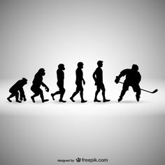 the evolution of hockey is depicted in this silhouette illustration by graphic artist, tim walker