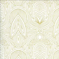 an abstract pattern in yellow and white on a wallpaper background with gold foiling