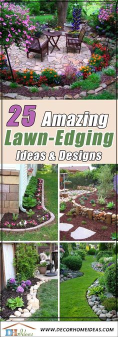 an image of landscaping and landscaping with the title 25 amazing lawn edging ideas & designs