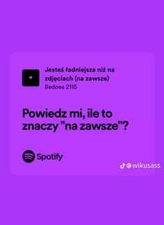 a purple background with the words, power m'alle to znaczy na zawsze?