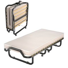 an adjustable bed frame with two mattresses attached to the backrests and side rails