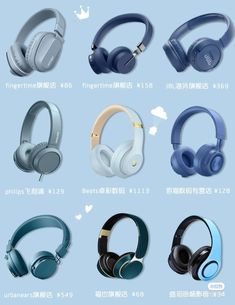 an image of headphones in different colors