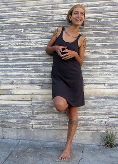 Built in Bra Short Simplicity Dress (Light hemp Knit) Summer Stretch Dresses For Everyday, Summer Everyday Stretch Dresses, Ornament Tattoo, Goth Hippie, Gaia Conceptions, Organic Clothes, Biker Shorts Outfit, Simplicity Dress, Bra Dress