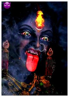 a woman with her tongue out in front of the camera and fire coming out of her mouth