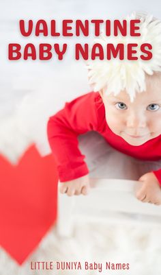 a baby is laying down on a bed with the words valentine baby names above it