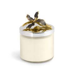 Michael Aram Black Iris Candle Michael Aram, Black Iris, Decorated Jars, Home Scents, Iris Flowers, Elegant Flowers, Wax Candle, White Enamel, Fragrance Candle