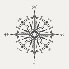 a black and white compass tattoo design on a white background royalty photo - art illustration