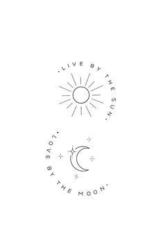 the sun, moon and stars are drawn in black ink