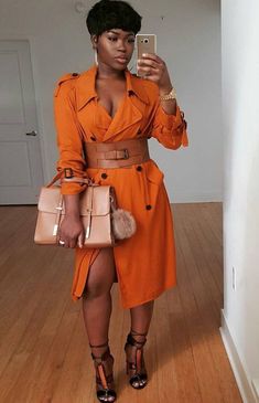 Mode Tips, Looks Pinterest, Looks Street Style, Orange Dress, Fashion Killa, Outfits Casuales, Look Fashion, African Fashion, Autumn Winter Fashion