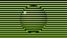 a green and black striped background with an oval shaped object in the center, surrounded by vertical lines