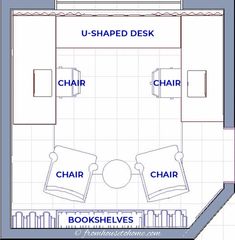 the floor plan for a bedroom with two beds and one chair, which is labeled in blue