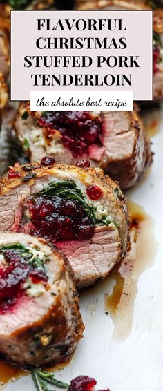 Image for Flavorful Christmas Stuffed Pork Tenderloin Christmas Pork Loin, Christmas Dinner Pork Tenderloin, Pork Tenderloin Recipes Christmas, Cranberry Stuffed Pork Loin, Thanksgiving Pork Roast, Stuffed Pork Loin With Apples And Cranberries, Pork Roast For Christmas Dinner, Healthy Stuffed Pork Tenderloin, How To Stuff A Pork Tenderloin