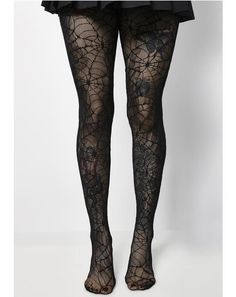 Spider Web Lace Pantyhose #dollskill #killstar #newarrivals #black #punk #goth #punkrave #gothgirl Lace Pantyhose, Grunge Kids, Strange Fashion, Occult Clothing, Occult Fashion, Goth Clothing, Unique Socks