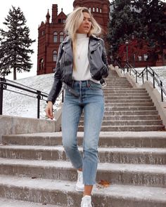 Classy Trendy Outfits, Comfy Spring Outfits, Trendy Outfits Inspiration, Cooler Style, Leather Jacket Outfits, Winter Mode, Mode Inspo, Cozy Outfit, Casual Winter Outfits