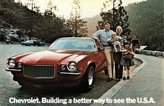 an advertisement for the chevrolet building a better way to see the u s a car