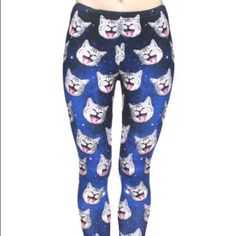 Super Cute Laughing Cats Leggings, High Quality Print! These Os Onesize Leggings Fits Women's Pant Sizes: 2-12 Us 88% Poly 12% Spandex Full Length; 1" Elastic High Waistband (Sits Above The Navel). Check My Closet For Hundreds More Listings And Bundle Two Or More Items To Receive A Discounted Offer In 24 Hours. Cat Leggings, Gymshark Flex Leggings, Edm Outfits, Galaxy Cat, Dance Pants, Legging Fits, Print 3d, Stretchy Leggings, Stretchy Pants