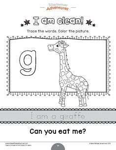 the letter g is for giraffe worksheet with an uppercase and lowercase