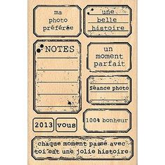 a rubber stamp with words and phrases on the front, including one for each word