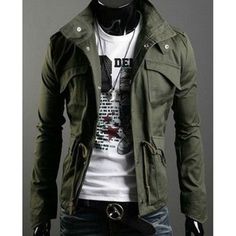 Mens Military Style Jacket, Casual Winter Coat, Mens Outerwear Jacket, Stand Collar Coat, Americana Vintage, Mens Fashion Rugged, Military Style Jackets, England Fashion, Winter Jacket Men