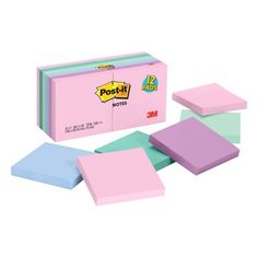 3m post - it super sticky notes, pastel pink / green / blue