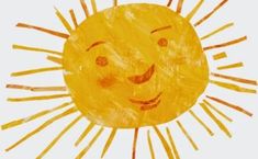 a drawing of a smiling sun on a white background