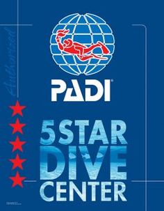 the 5 star dive logo with five stars around it and an image of a man diving