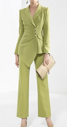 Neon Green Set  Business Suit. https://pradize.com/collection/occasion-workwear?menu= Woman Suit, Womens Suits Business, Coord Set, Pantsuits For Women, Woman Suit Fashion, Stylish Party Dresses, Stylish Work Outfits, Business Suit, Looks Chic