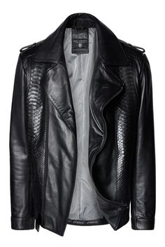 Perfecto II - Black Multi - Ron Tomson Edgy Leather Business Outerwear, Designer Black Leather Biker Jacket, Luxury Black Biker Jacket For Fall, Black Biker Leather Jacket For Formal Occasions, Edgy Black Leather Jacket For Business, Elegant Leather Biker Jacket For Winter, Luxury Black Leather Biker Jacket, Formal Black Leather Biker Jacket, Elegant Black Leather Biker Jacket