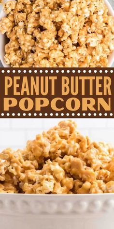 peanut butter popcorn in a white bowl