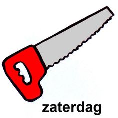 a red and gray swiss army knife with the word zaterdag on it