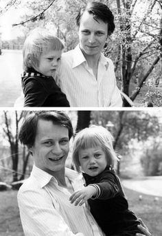 four different pictures of people in black and white, one is holding a baby while the other has a book