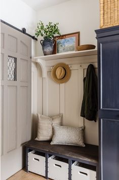 the entryway is clean and ready for guests to use it as a storage space