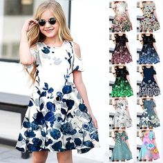 Season:Summer,Spring; Fabric:Polyester; Sleeve Length:Short Sleeve; Dress Length:Above Knee; Look After Me:Machine wash; Gender:Girls'; Style:Cute,Sweet,Casual; Elasticity:Micro-elastic; Occasion:Holiday,Vacation,Daily; Kids Apparel:Dress; Age Group:Kids; Fit Type:Regular Fit; Dresses Type:A Line Dress; Pattern:Floral; Design:Print; Age:3-12 Years; Listing Date:04/14/2022; Bust:; Length:; Neck:null; Sleeve:null; Waist:null; Print Type:3D Print Floral A Line Dress, Sweet Dresses, Girls Dresses Online, Floral Dresses Short, Dresses Spring, Girls Style, Spring Fabric, Holiday Vacation, Line Dress