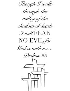 the bible verse with an image of a cross and two crosses in black ink on white paper