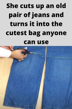 someone cuts up an old pair of jeans and turns it into the cutest bag anyone can use