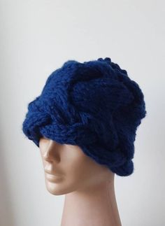 Knitted women's hat, Thick knit, dark blue  knitted women's hat  Nice comfortable hat made of soft wool blend yarn.  Textured volumetric hat with  a volumetric braid, good shape does not slip, sits perfectly on the head.  Possible options in different colors (you can choose in the last photo)  The size   S 21.2 -22 inches (54-56) cm   M 22 -22.8 inch (56-58) cm  L 22.8 23.6 inches (58-60) Ladies Hats, Chunky Hat, Winter Hats For Women, Blue Hat, Skull Cap Beanie, Knitted Hat, Knitting Women, Hat Making, Hats For Women