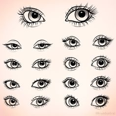 an image of different types of eyes with long lashes and eyelashes on the bottom half of each eye