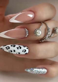 Leopard Print Nails, Classy Nails, Nail Stamping, Stiletto Nails