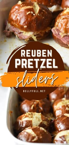 Reuben Pretzel Sliders, st. patrick's day party ideas, appetizer recipes Pretzel Wrapped Bratwurst, Sandwiches On Pretzel Buns, Pretzel Bread Sandwich Ideas, Pretzel Bun Burger Ideas, Pretzel Dinner Ideas, Pretzel Bun Sandwiches, Recipes With Pretzel Buns, Pretzel Rolls Sandwich, Kings Hawaiian Pretzel Bun Sliders