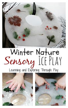 winter nature activity for kids to play in the snow with ice play doughnuts