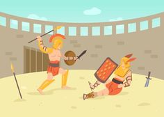 Two roman armored warriors fighting with... | Free Vector #Freepik #freevector #cartoon #shield #illustrations #army Greek Pottery