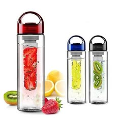 two water bottles with strawberries, kiwi and lemons in them next to each other