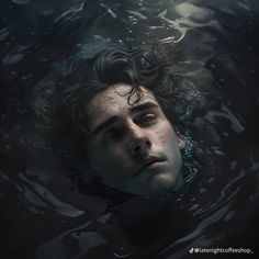 a young man is submerged in the water